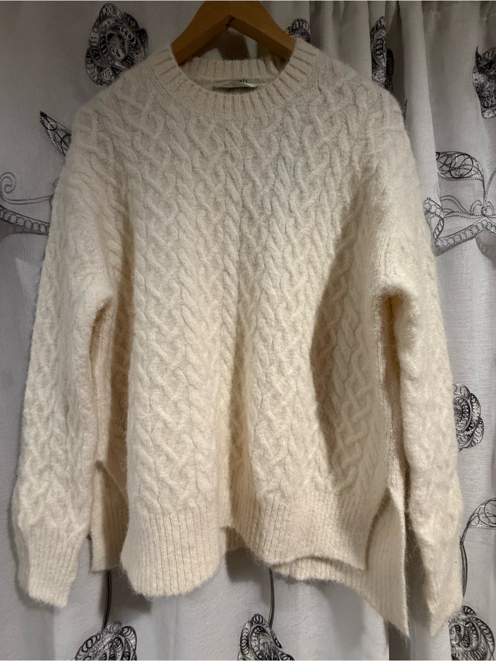AllSaints Sirius Cable Crew Sweater S Chalk White Alpaca Blend NWT $329